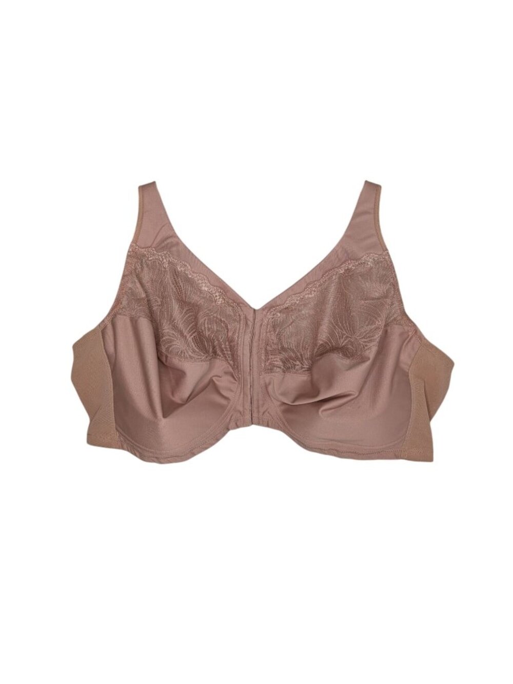 Glamorise Magic Lift Front Close Wirefree Bra 56D Beige Lace Full Coverage 1210